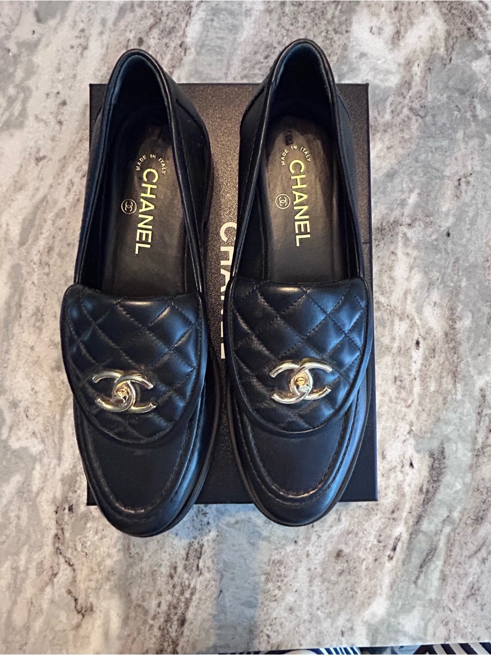 CHANEL Black Quilted Leather Loafers with Gold CC Hardware fits size 42 10 - Picture 4 of 11